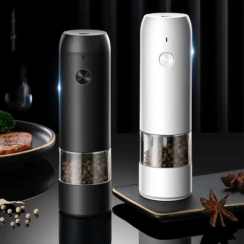 Rechargeable Electric Pepper And Salt Grinder Set One-Handed No Battery Needed Automatic Grinder With Adjustable Coarseness LED Light Refillable