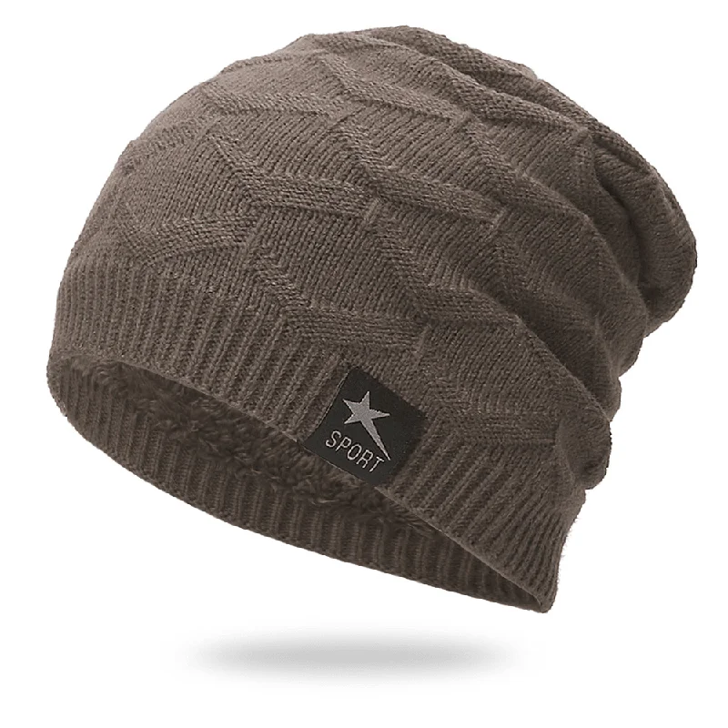 Windproof Hat Solid Color plus Velvet Knitted Hat