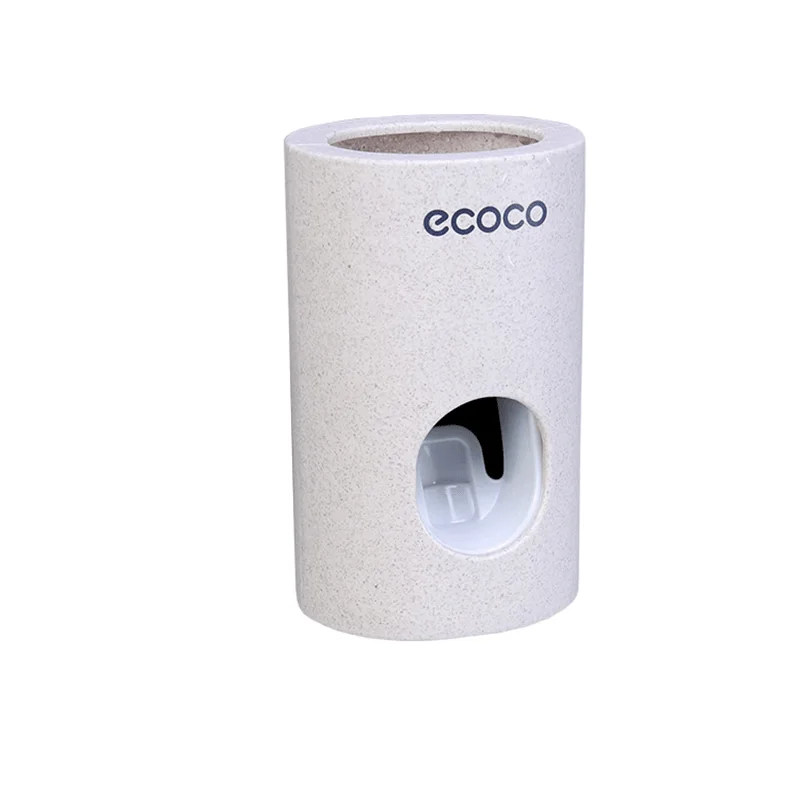 Ecoco Automatic Toothpaste Dispenser Dust-Proof Toothbrush Holder Wall Mount Stand Bathroom Accessories Set Toothpaste Squeezer