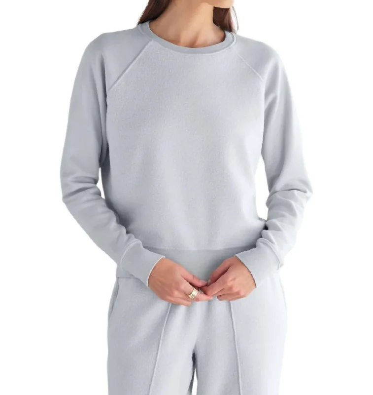 Long Sleeve Mini Lux Brushed Raglan Crew In Pearl Fog