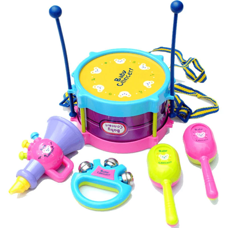 Children'S Toy 5-Piece Set of Jazz Drum Combo Instrument