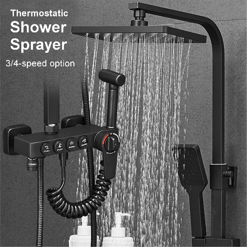 Bakeey Bathroom Smart Thermostatic Shower Button All-Copper Faucet Shower Set for Household Toilet