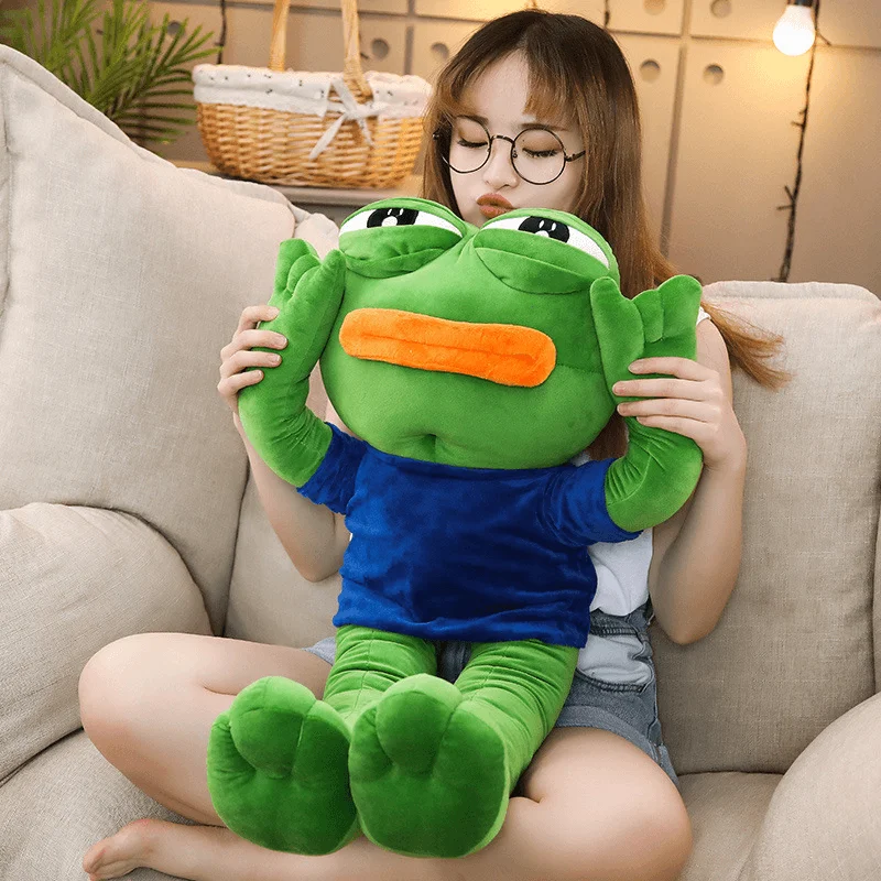 Sand Sculpture Widow Frog Doll Plush Toy Sad Frog