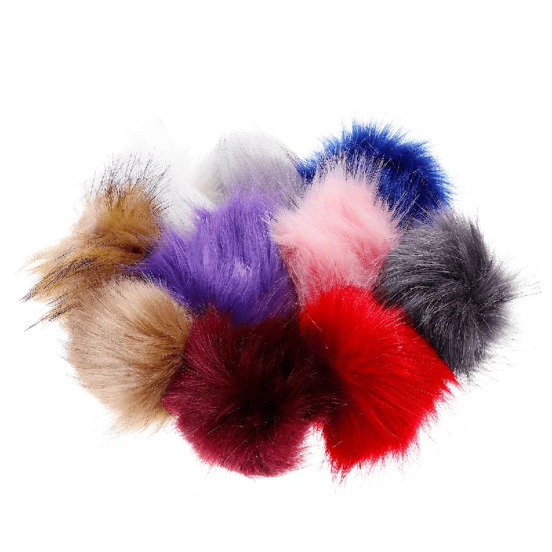 10Pcs/Set 12CM/4.72 Inch Faux Fox Fur Fluff Balls for Knitted Hat Accessories Key Chain Scarf DIY Pendant Accessories