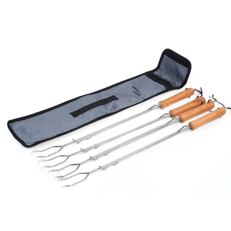 4Pcs/Set BBQ Stainless Steel Telescopic Barbecue Forks Outdoor Barbecue Tools