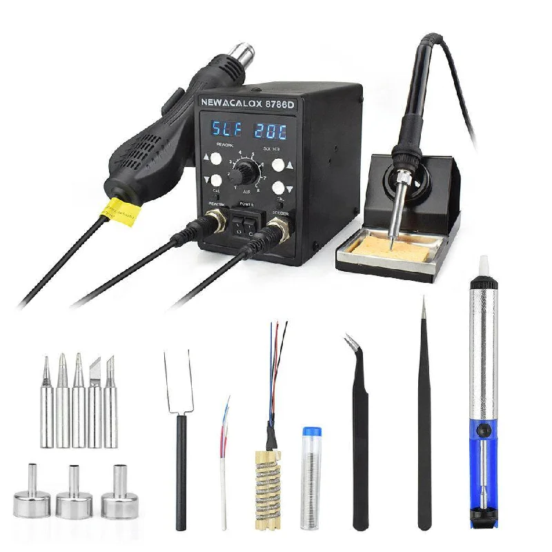 NEWACALOX 8786D 750W Digital 2 In 1 SMD Rework Soldering Station Repair Welding Soldering Iron Set PCB Desoldering Tool