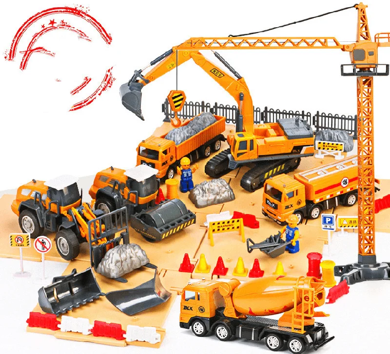 Children'S Construction Vehicle Toy Set Large Boy Excavator