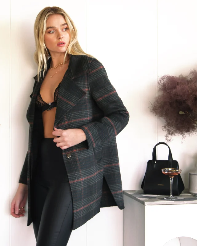 Ex-Boyfriend Wool Blend Oversized Jacket | Women | Brown Plaid