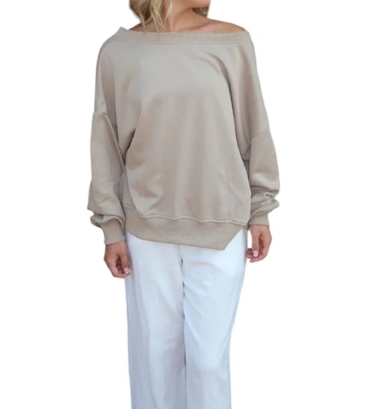 Everyday Long Sleeve Top In Taupe