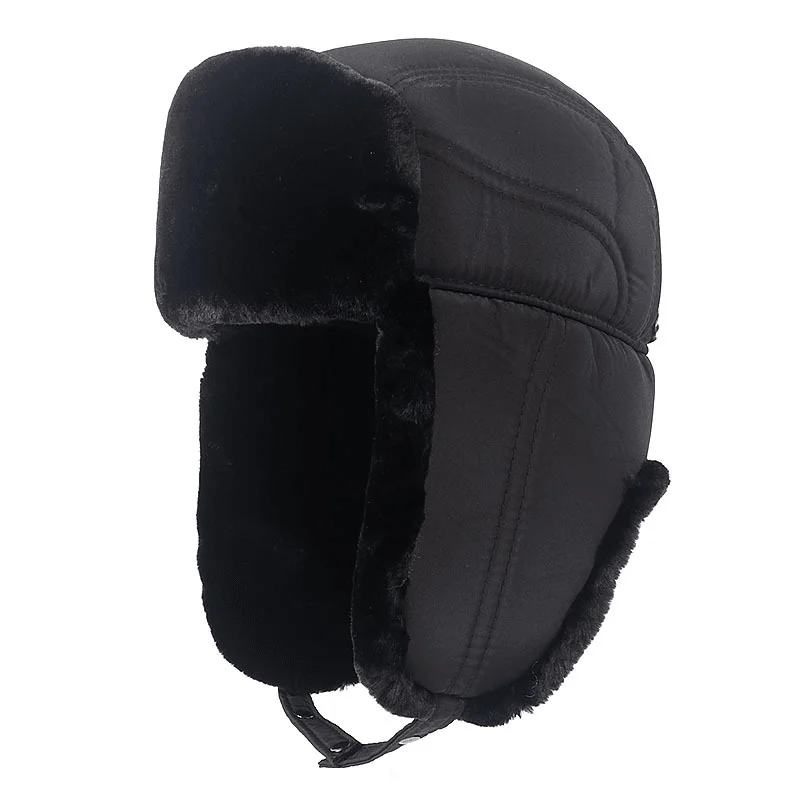 Plus Velvet Thick Warm and Windproof Lei Feng Hat Black Ear Protection