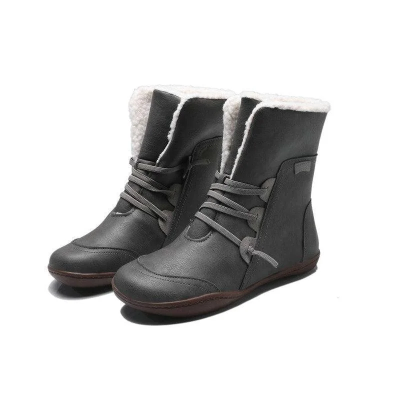 Warm Cotton Shoes Large Size Round Head Strap Flat Bottom Foreign Trade Plus Velvet Snow Boots