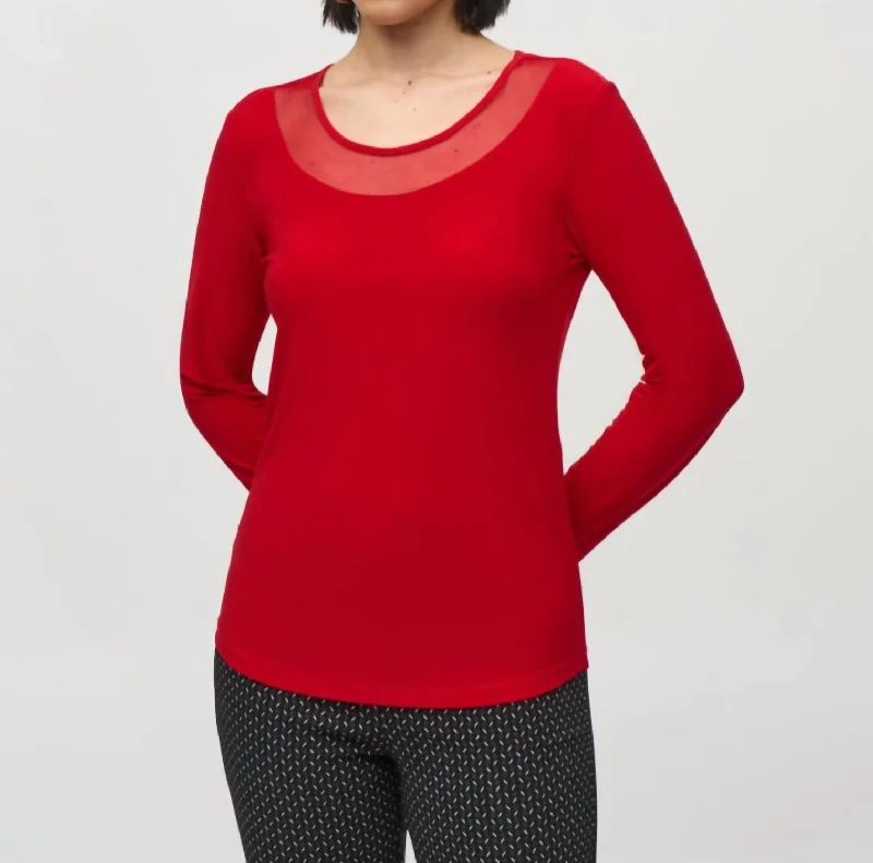 Long Sleeve Top In Lipstick Red