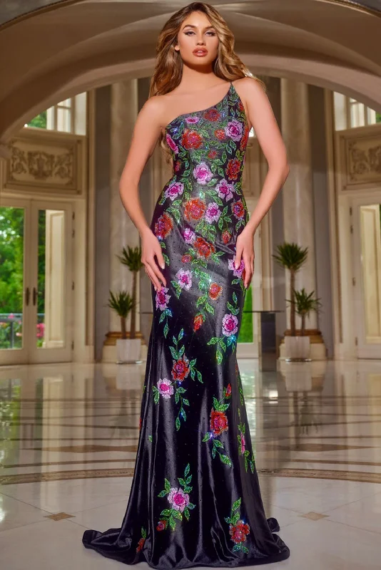 Jovani 43194 Fitted Long Formal Floral Pattern Prom Dress