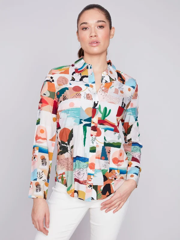 MULTI GRAPHIC PRINT LONG SLEEVE SHIRT