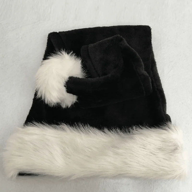 Black Plush Hat Adult Christmas