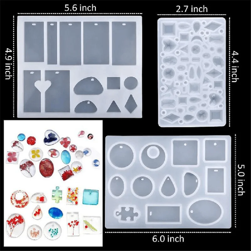 Silicone Casting Resin Molds Set for Resin Jewelry DIY Resin Pendant Bracelet Silicone Casting Mould