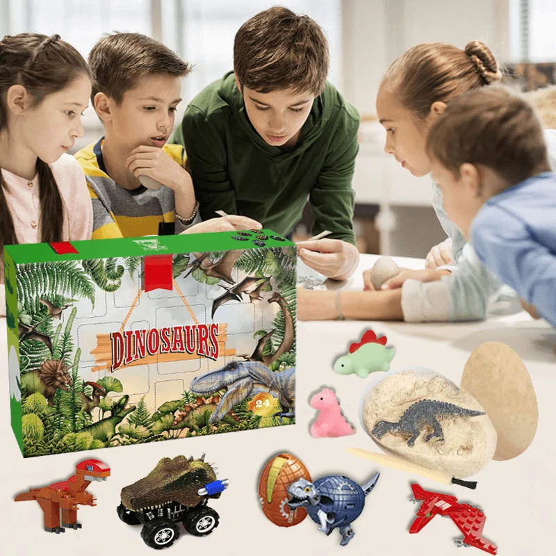 Christmas Countdown Calendar Dinosaur Plastic Toy Combination Set