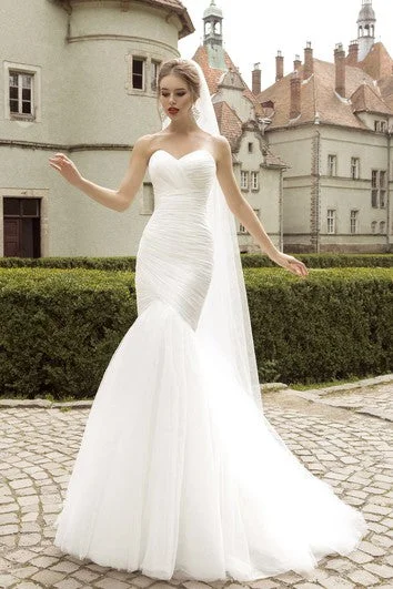 Sweetheart Mermaid Sleeveless Floor-length Ruching Dress