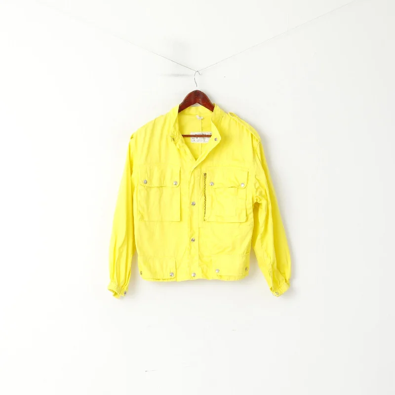 Benetton Sportswear Women 44 M Jacket Yellow Cotton Snap Italy Sport Top