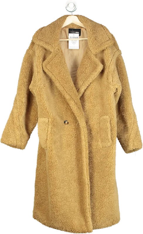 Fashion Nova Camel Teddy Coat UK S/M