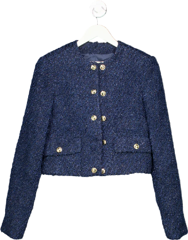 Michael Kors Navy Blue Tweed Jacket UK 2