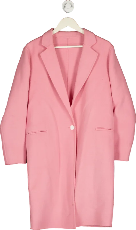 Sandro Paris Pink Long Wool-Blend Coat UK 10