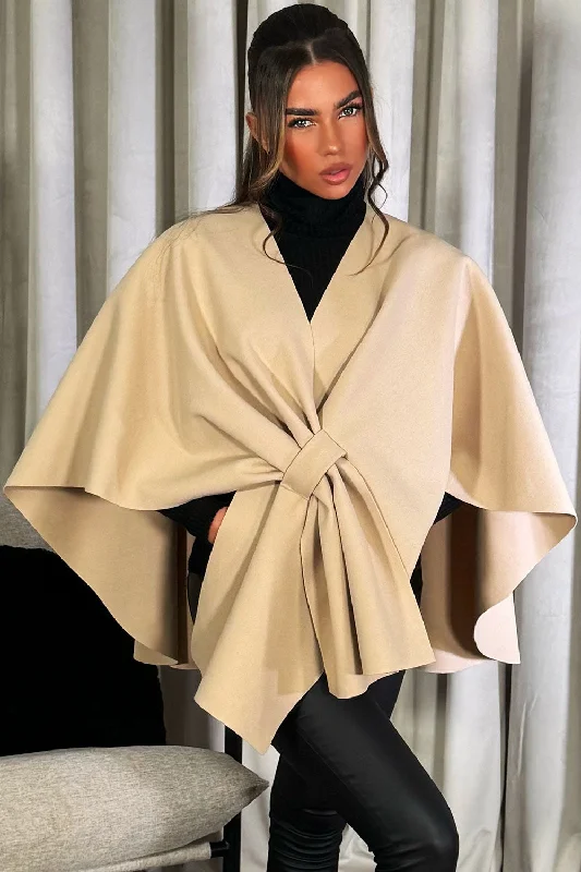 Wrap Over Bow Cape Beige