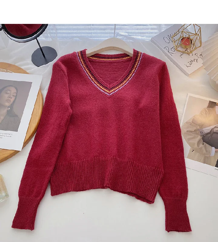 Knitted sweater women's retro fashion versatile  6164