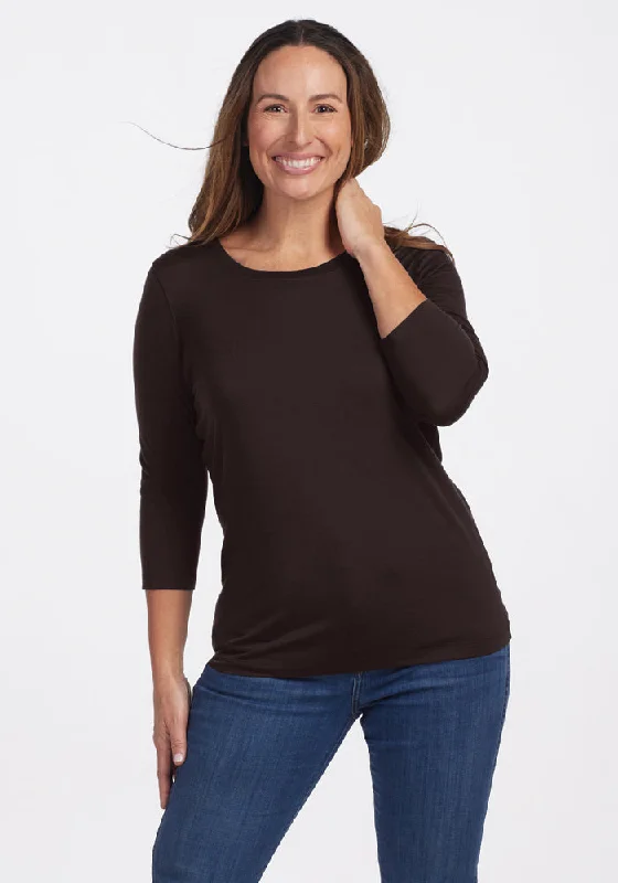 Jenny 3/4 Sleeve Crew Neck - French Roast