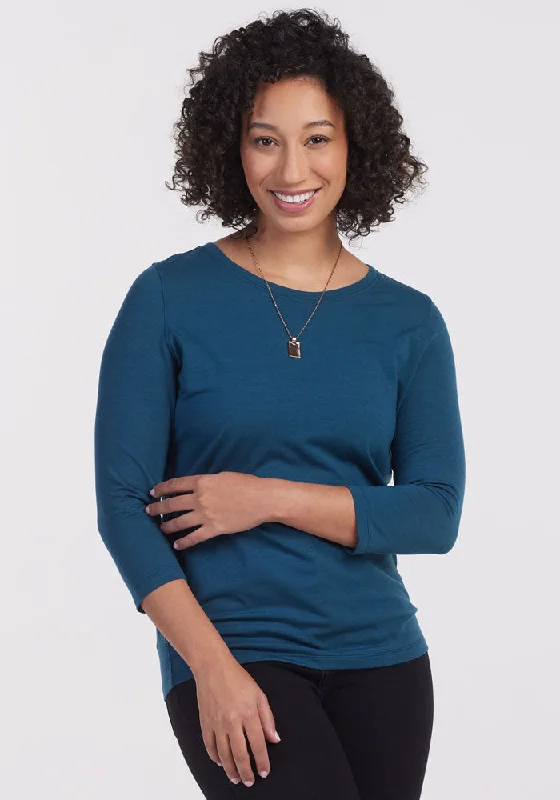 Jenny 3/4 Sleeve Crew Neck - Real Teal