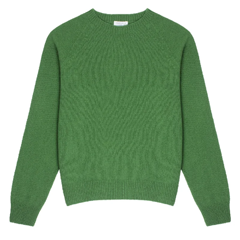 Sunspel Womens Lambswool Crew Neck Jumper Bright Green