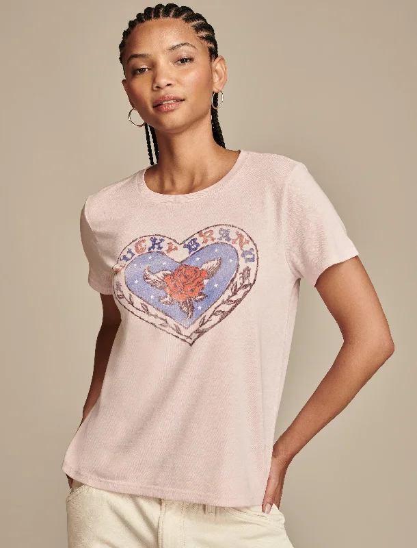 Lucky Brand Women's Lucky Brand Rose Heart Classic Crew