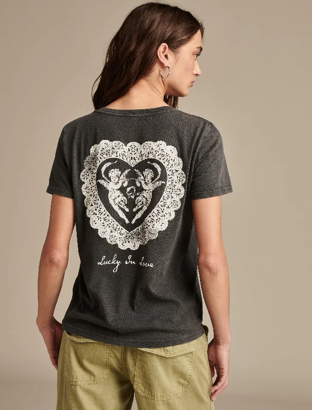 Lucky Brand Women's Lucky Love Cherubs Classic Crew