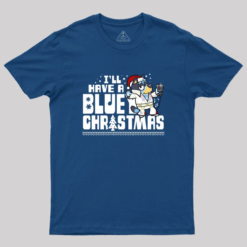 Blue Christmas Funny Cute Elvis Geek T-Shirt