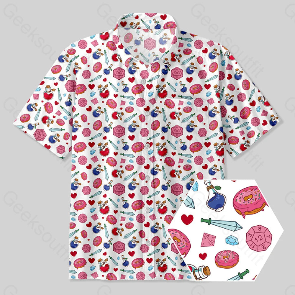 Colorful Donuts DND Button Up Pocket Shirt