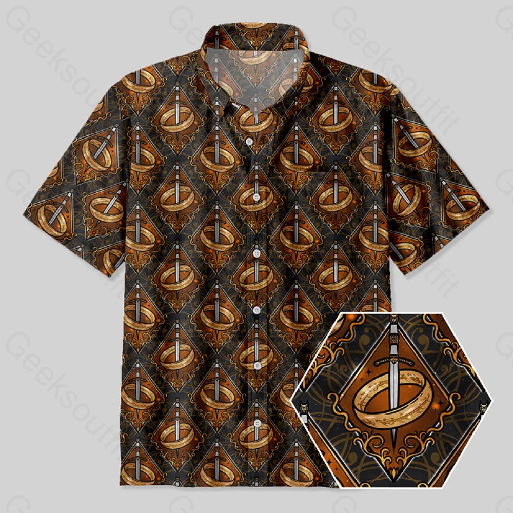 Magic Ring and Sword Button Up Pocket Shirt