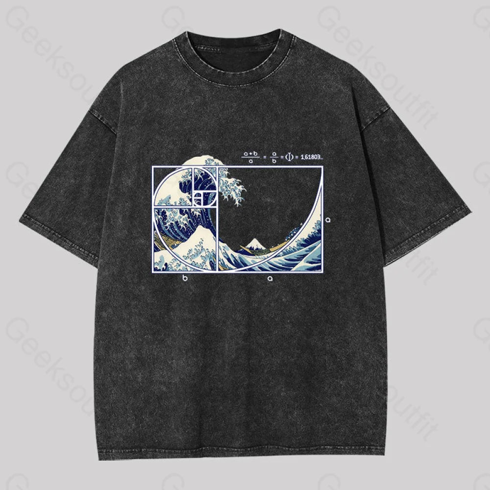 The Great Fibonacci Wave Washed T-shirt