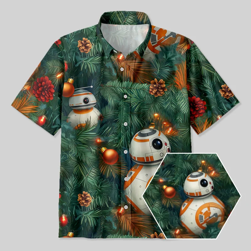 Christmas BB-8 Button Up Pocket Shirt