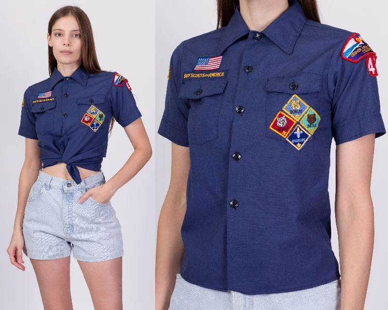 80s Boy Scouts Uniform Shirt - Petite XS