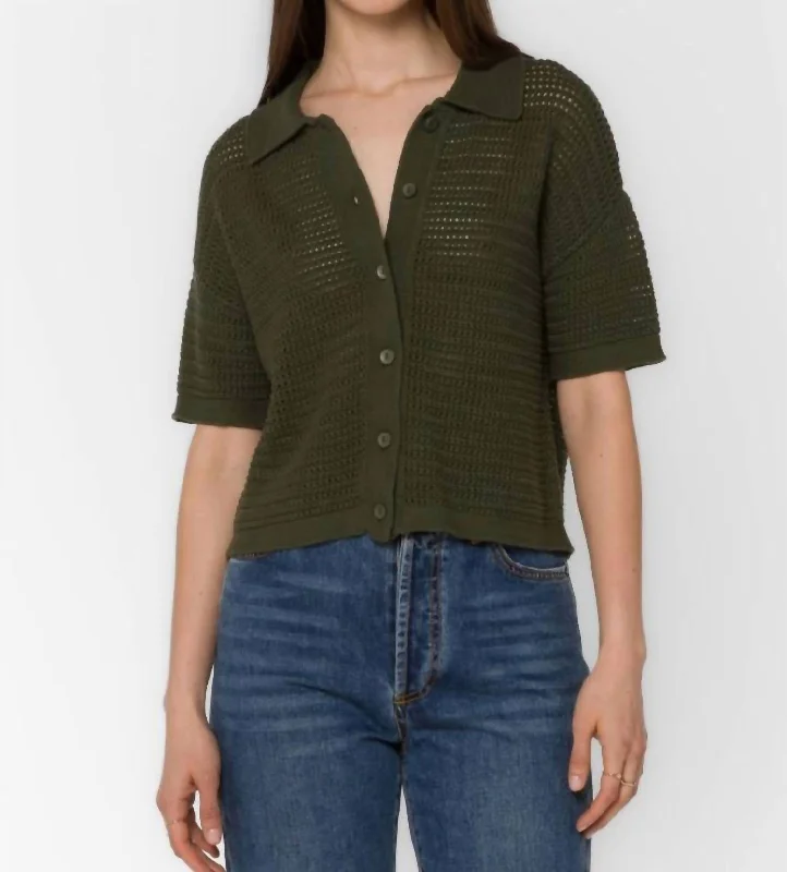 Claudine Button Up Shirt In Military Olive