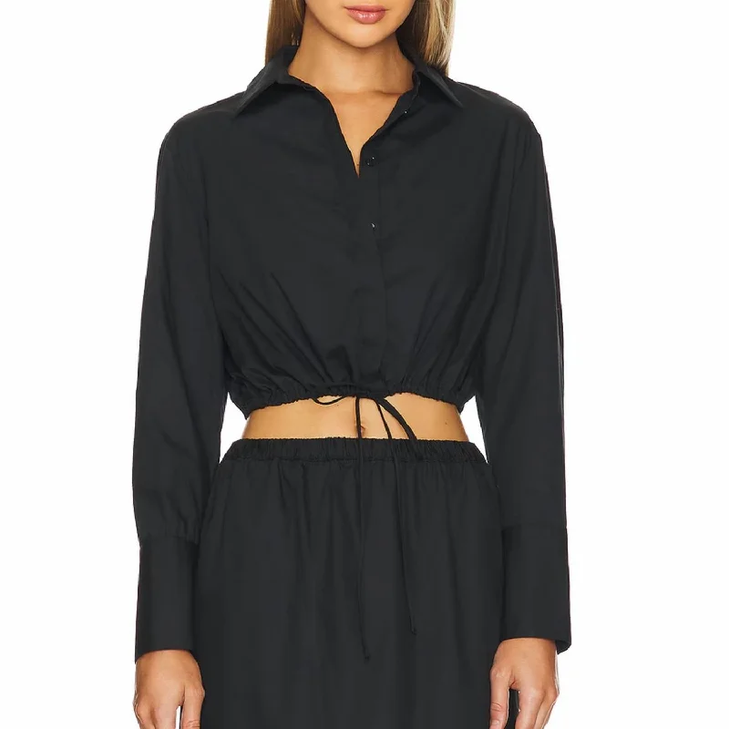 Cotton Drawcord Shirt In Black