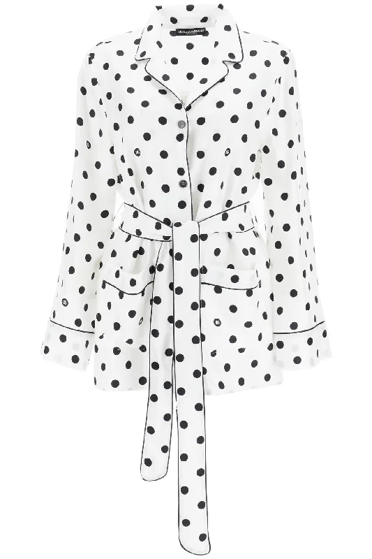 Dolce & Gabbana Women's Silk Polka Dot Pajama Shirt