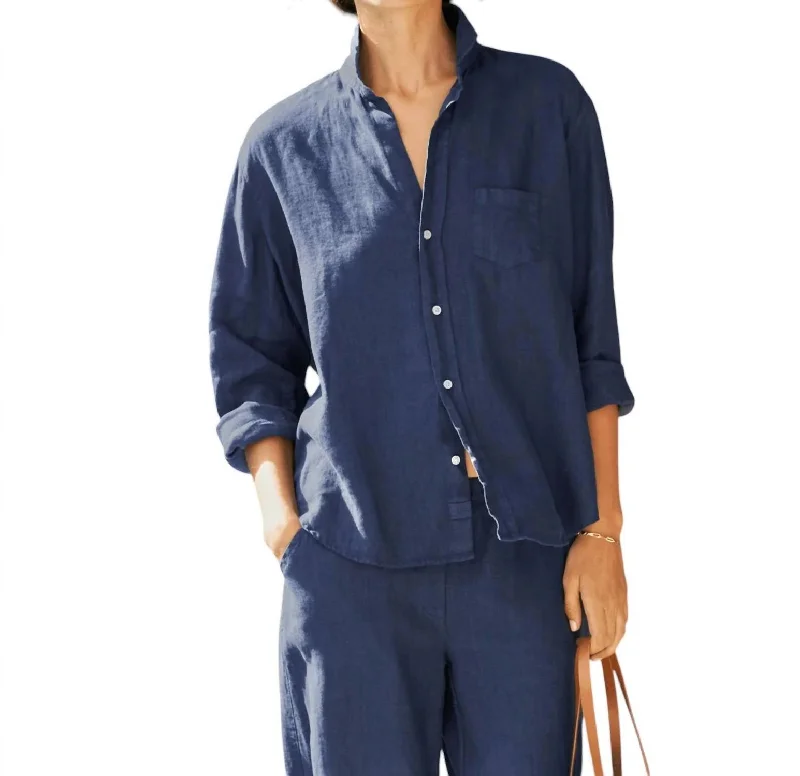 Eileen Relaxed Button-Up Shirt In Navy