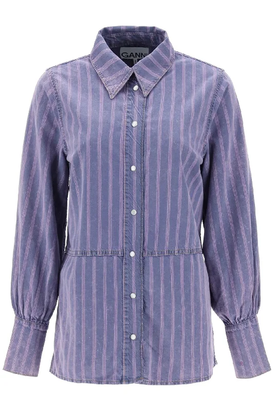 Ganni Women's Striped blue Shirt