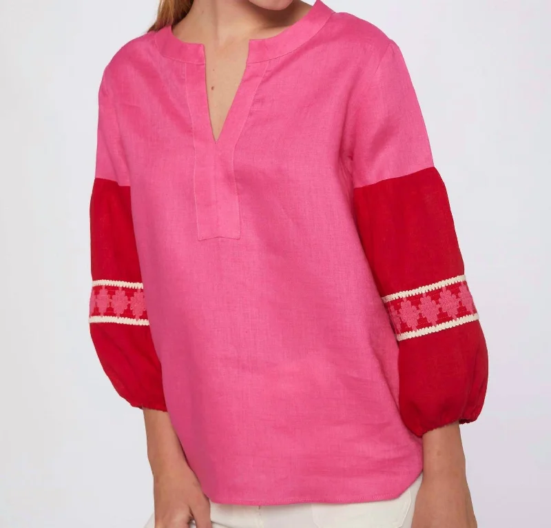 Kaya Shirt In Pink Linen