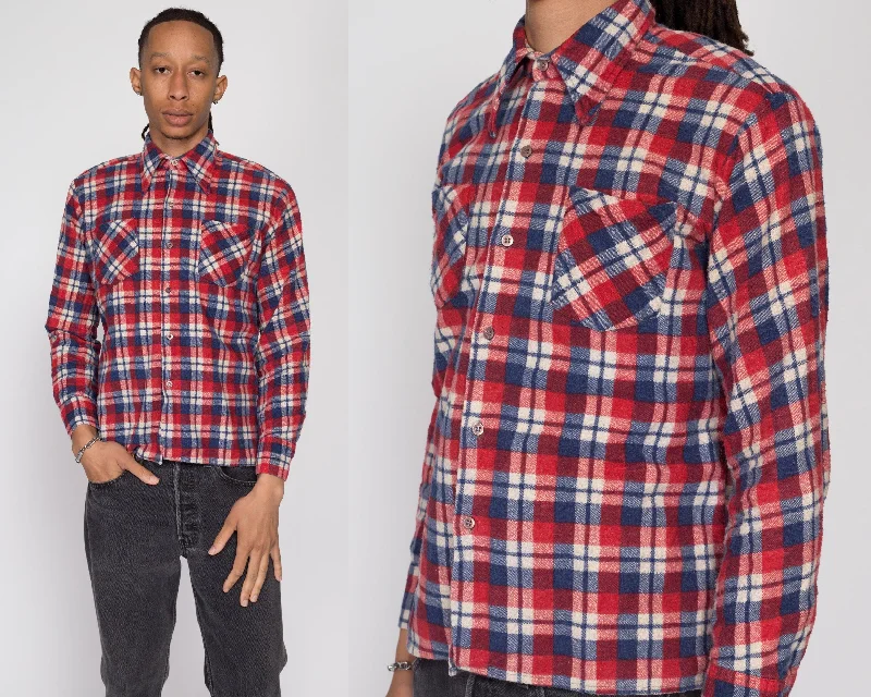 Medium 80s Red & Blue Plaid Flannel Shirt l