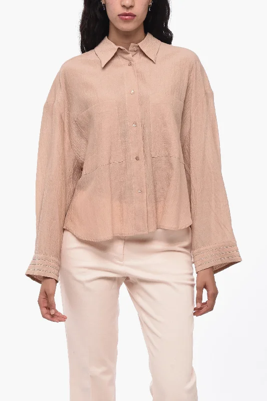 Peserico Textured Fabbric Shirt With Applicated Detail