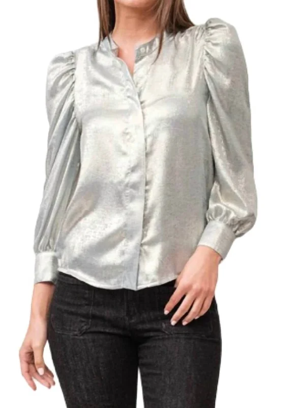 Rowan Button Down Shirt In Blue Shadow Metallic