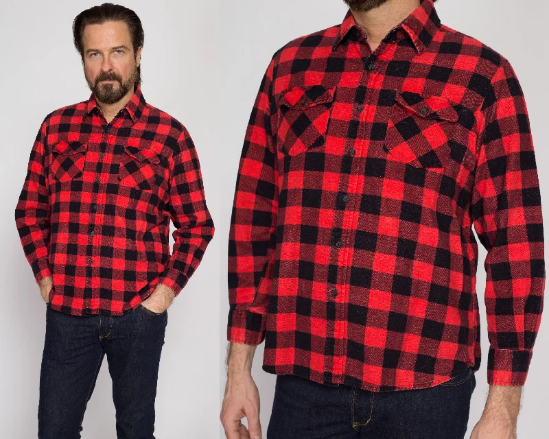 Small 80s Buffalo Plaid Cotton Flannel Shirt