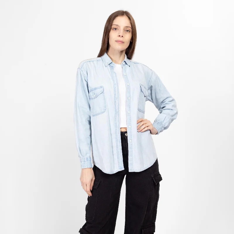 Small 90s Light Wash Chambray Pocket Shirt